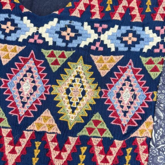 Sundance Talulah Tiered Dress Size L Bohemian Floral Aztec Embroidered Western - Picture 6 of 13